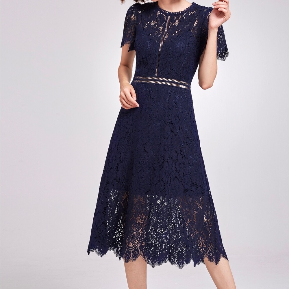 Women’s Navy Lace A-line Dress